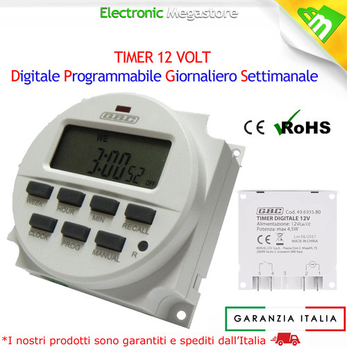 Timer digitale settimanale 12v - timer,